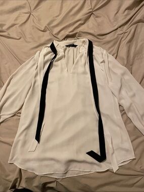 White House Black Market Blouse with Neck Ties